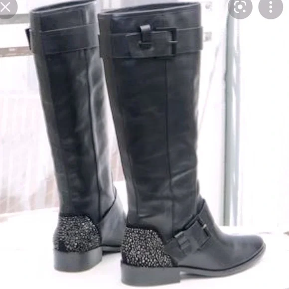 Brian Atwood Black Leather Riding Boots - Picture 2 of 13